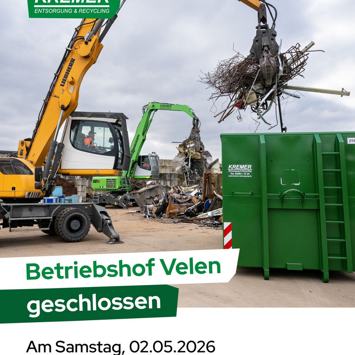 Nach dem 01. Mai gönnen wir uns eine kleine Pause – und sind am 02.05.2026 nicht vor Ort.
📍 Kremer Entsorgung in Velen... Nach dem 01. Mai gönnen wir uns eine kleine Pause – und sind am 02.05.2026 nicht vor Ort.
📍 Kremer Entsorgung in Velen...